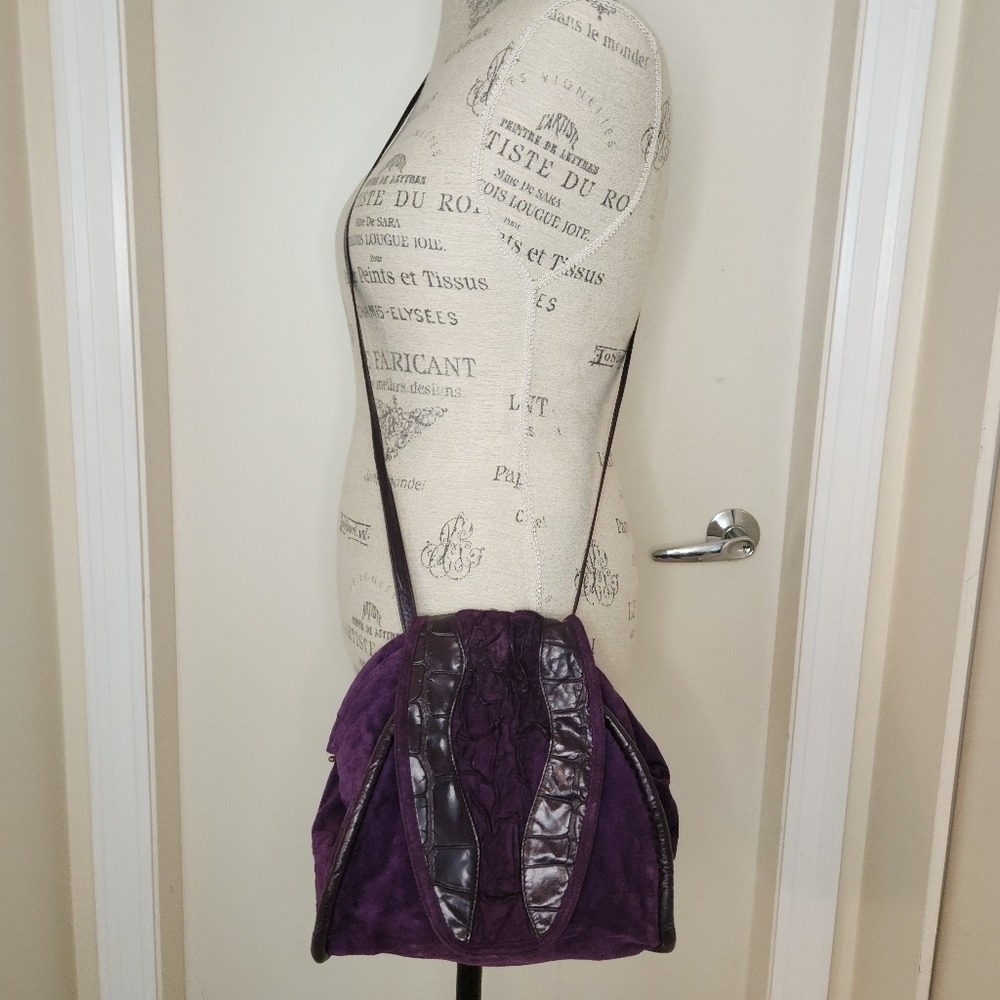 80s Croc Suede Leather Bucket Purse